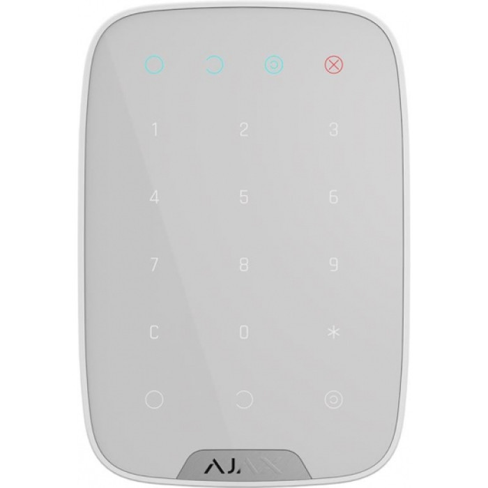 Бездротова сенсорна клавіатура Ajax KeyPad, jeweller, бездротовий, білий (8706.12.WH1)