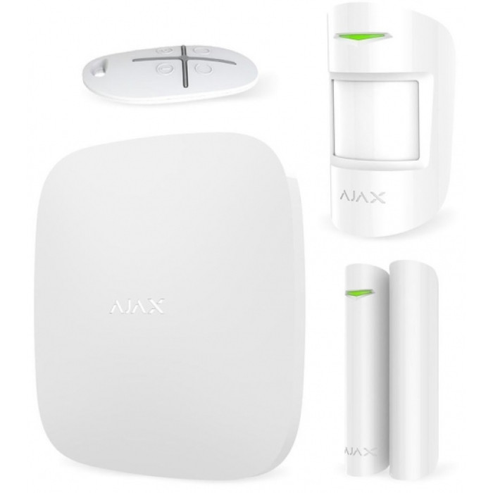 Комплект охоронної сигналізації Ajax StarterKit, hub, motionprotect, doorprotect, spacecontrol, jeweller, бездротовий, білий (20288.56.WH1)