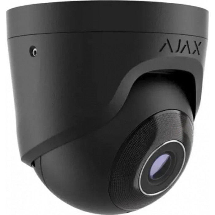 IP-Камера дротова Ajax TurretCam, 5мп, 2.8мм, Poe, True WDR, IP 65, ІЧ 35м, аудіо, кут огляду 100° до 110°, купольна, чорна