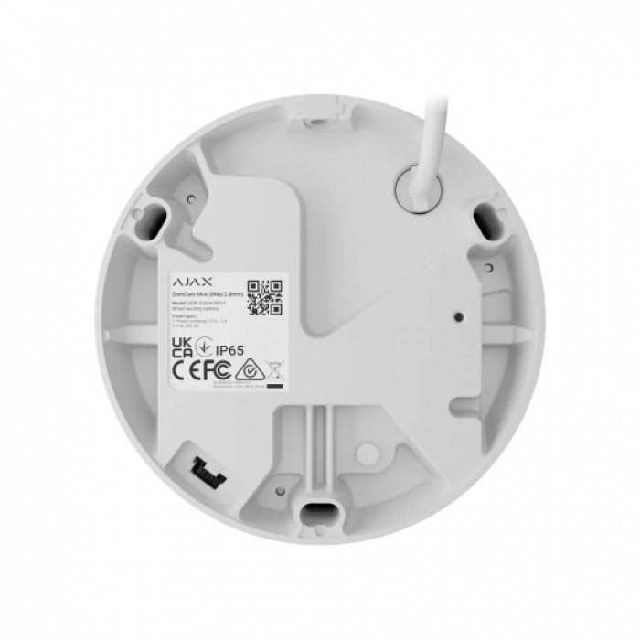 IP-Камера дротова Ajax TurretCam, 5мп, 4мм, Poe, True WDR, IP 65, ІЧ 35м, аудіо, кут огляду 75°до 85°, купольна, біла