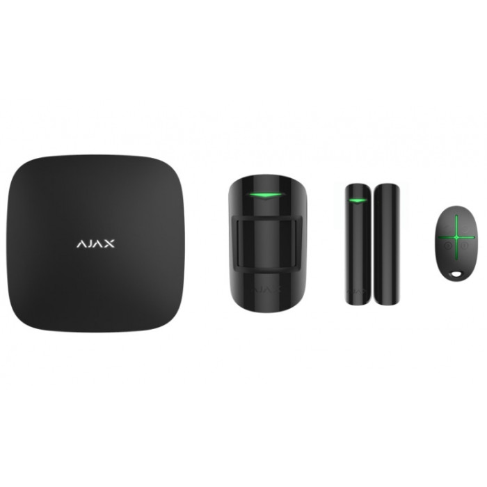 Комплект охоронної сигналізації Ajax StarterKit 2, hub2, motionprotect, doorprotect, spacecontrol, jeweller, бездротовий, чорний