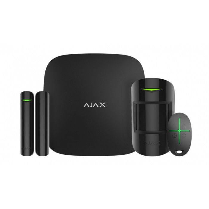 Комплект охоронної сигналізації Ajax StarterKit 2, hub2, motionprotect, doorprotect, spacecontrol, jeweller, бездротовий, чорний