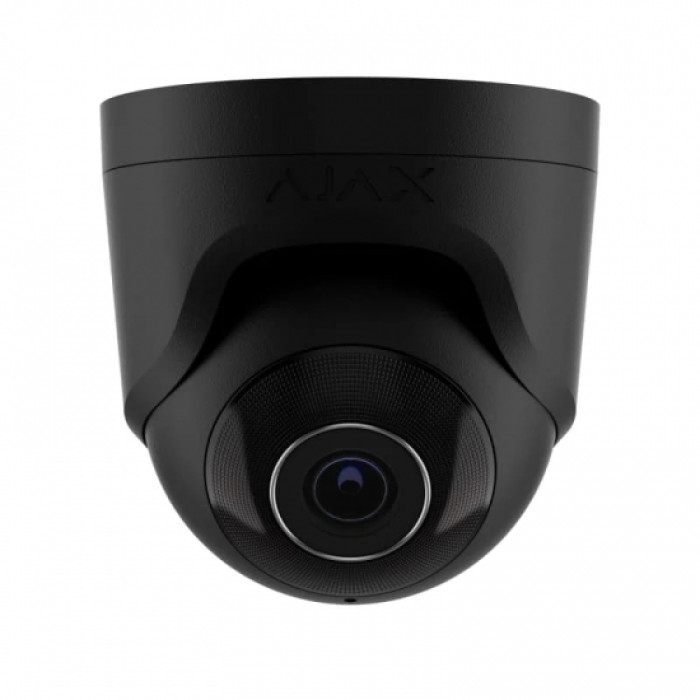 IP-Камера дротова Ajax TurretCam, 5мп, 4мм, Poe, True WDR, IP 65, ІЧ 35м, аудіо, кут огляду 75°до 85°, купольна, чорна