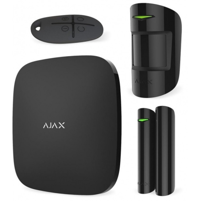 Комплект охоронної сигналізації Ajax StarterKit, hub, motionprotect, doorprotect, spacecontrol, jeweller, бездротовий, чорний
