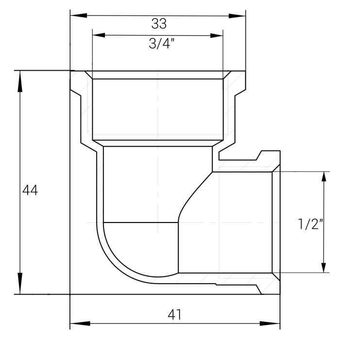 Кутник редукційний 3/4″х1/2″ВВ латунний А0112А