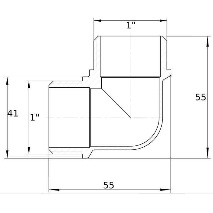 Угольник 1″ЗЗ никелированный NL552S OPTIMUM