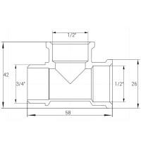 Трійник редукційний 3/4″х1/2″х1/2″ЗВВ латунний A0225А