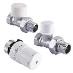 Набор Краны радиаторные прямые ARCO 1/2″ подача + свертка + термоголовка KCT02 М30