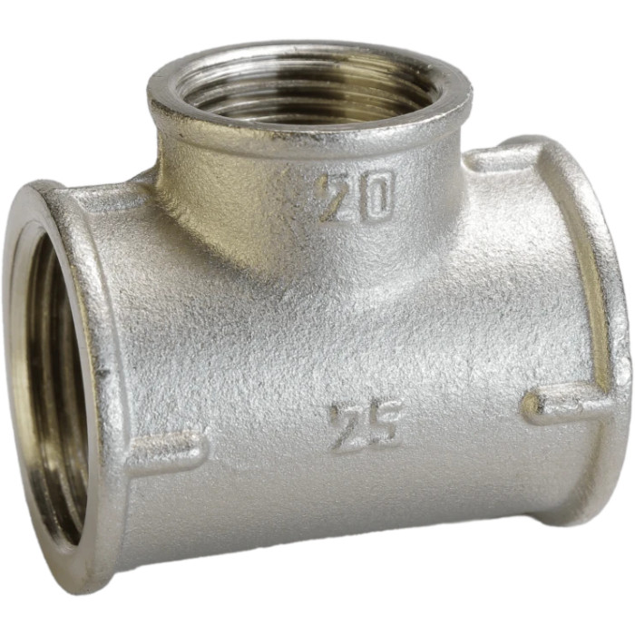 Трійник редукційний 1″х3/4″х1″ВВВ нікельований А0220А(нк)