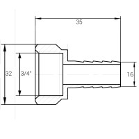 Штуцер 3/4″В 16мм никелированный А2043А(нк)