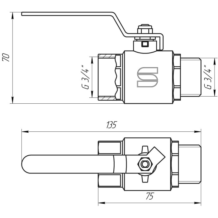 Кран кульовий прямий SELBA 3/4″ ЗВ КР SL1505