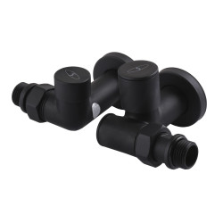 Набір Кран вентильний кутовий з американкою SOLOMON LUX 1/2″  7777  TEN (2шт.) BLACK  (1уп)