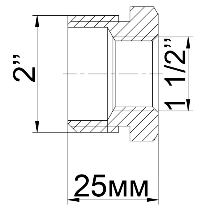 Футорка 2"х1 1/2" ЗВ латунная 728Б