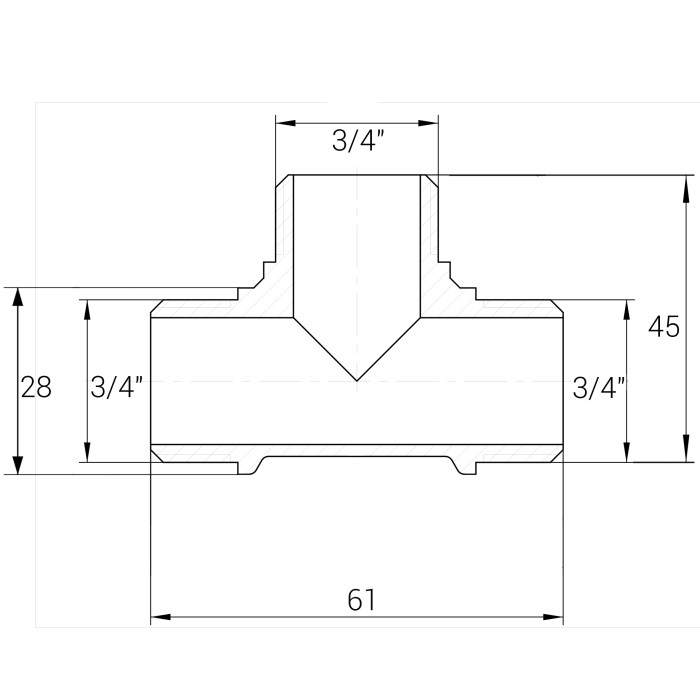 Тройник 3/4″ ЗЗЗ никелированный A0246А(нк)
