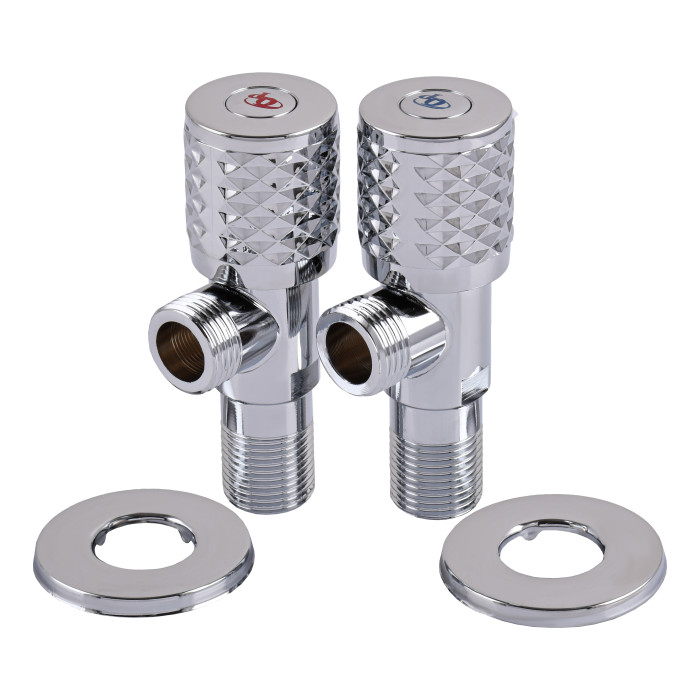 !!Набір кранів кутових кераміка PROFESSIONAL EXCLUSIVE 1/2″X1/2″ 9999 CHROME (1уп.)