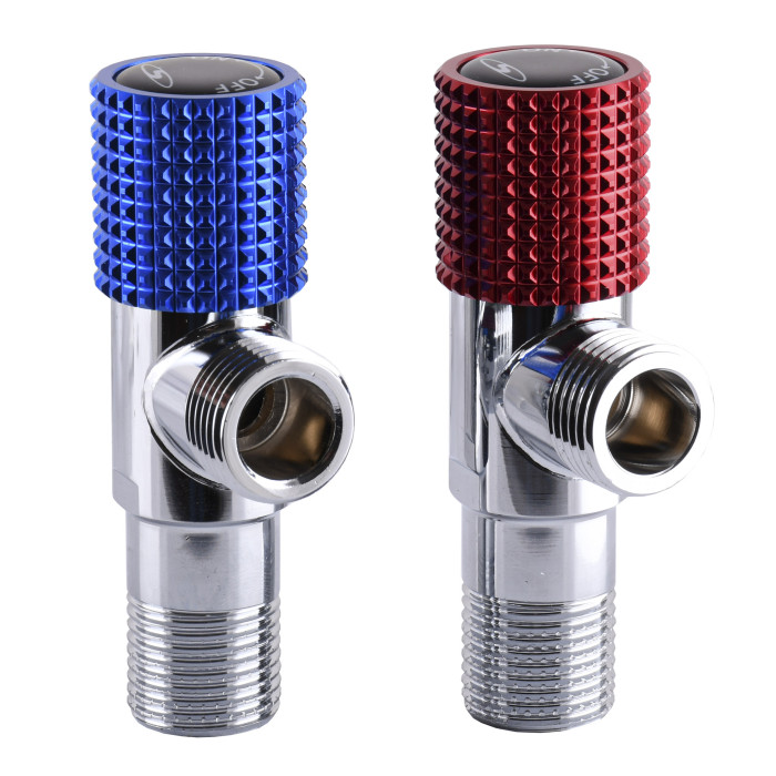 !!Набір кранів кутових кераміка SOLOMON EXCLUSIVE 1/2″X1/2″ 9889 RED/BLUE (1уп.)