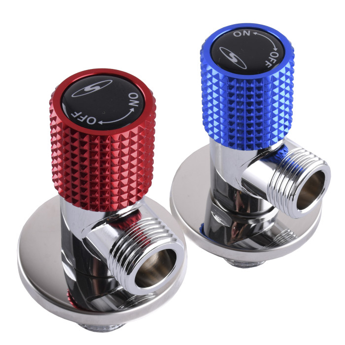 !!Набір кранів кутових кераміка SOLOMON EXCLUSIVE 1/2″X1/2″ 9889 RED/BLUE (1уп.)