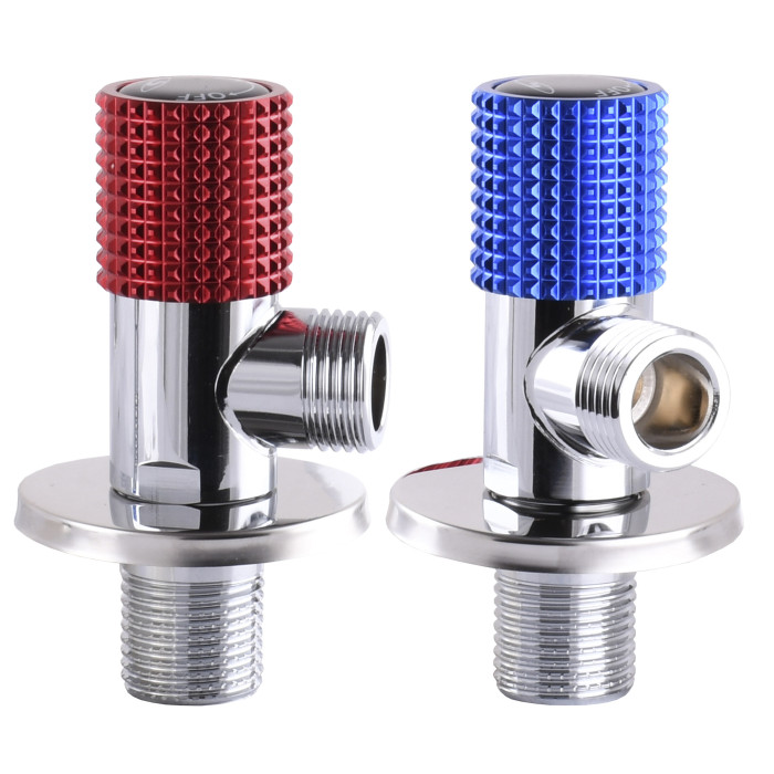 !!Набір кранів кутових кераміка SOLOMON EXCLUSIVE 1/2″X1/2″ 9889 RED/BLUE (1уп.)