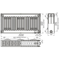 Радіатор сталевий 22/500х2000 низ-справа/бок OPTIMUM (без клапана INNER)