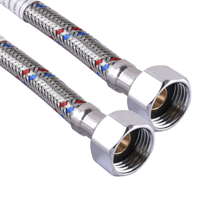 Шланг нержавіюча сталь ECO FIX 1/2″х1/2″ ВВ  0,2 м EPDM