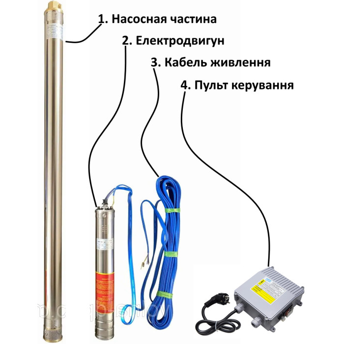 Насос свердловинний з підв, стійк, до піску 3″ OPTIMA  3SDm1,8/11 0,25 кВт 45м + пульт+кабель25м NEW