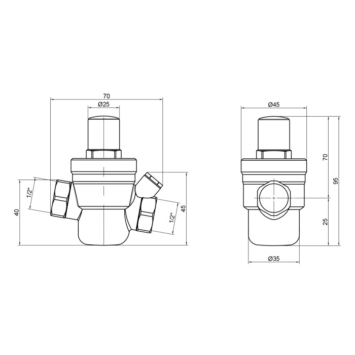 Редуктор для воды SD Plus мембранный под манометр 1/2" ВР SD194 (SD194)