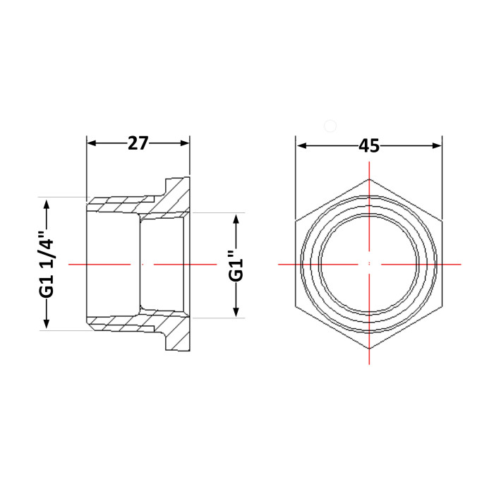 Футорка чавунна 1" 1/4х1" ЗР (КЧ3053225)