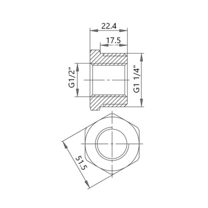 Футорка чавунна радіаторна 1" 1/4х1/2" ВЗ ліва (КЧ3133215L)