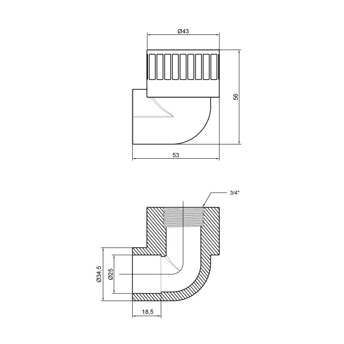 Уголок PPR Thermo Alliance 25х3/4" ВР (DSE2035)