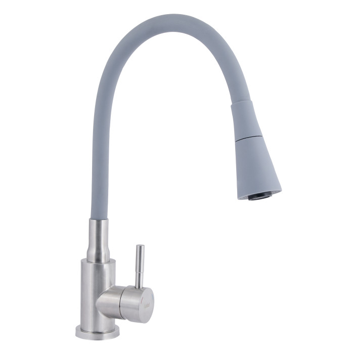 Змішувач для кухні Lidz Aria 015F31 з гнучким виливом (k35) LDARI015F31GNK31871 Grey / Nickel (LDARI015F31GNK31871)