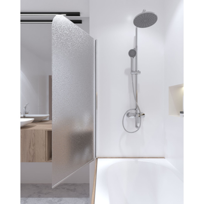 Штора на ванну Qtap Standard CRM407513APL скло Pear 6 мм, 75х140 см, ліва (STDCRM407513APL)