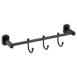 Тримач для рушника Qtap Liberty 3 гачка 365 мм QTLIBBLM1154-3 Black (QTLIBBLM1154-3)