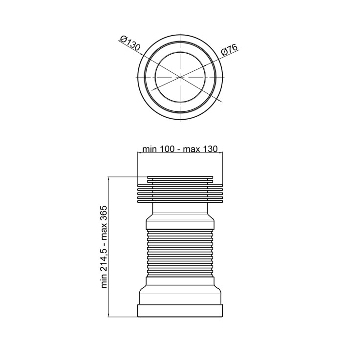Гнучка труба для унітаза Lidz (WHI) 60 01 G001 00 довжина 370 мм (LIDZWHI6001G00100)