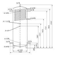 Теплоакумулятор Thermo Alliance TAI-10 2000 з теплообмінником 1,4 кв. м без ізоляції (TAI012000)
