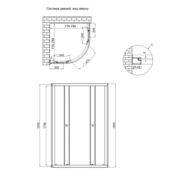 Душова кабіна Lidz Latwa SC80x80.SAT.LOW.FR, скло Frost 4 мм без піддона (LLSC8080SATLOWFR2)