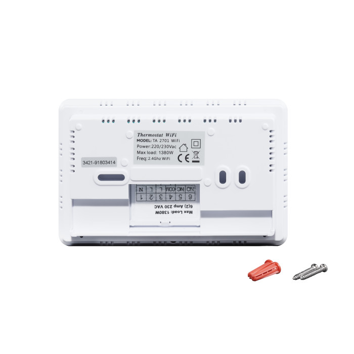 Недельный программируемый термостат Thermo Alliance ТА-2701WiFi сенсорный с WiFi (TA2701WIFI)