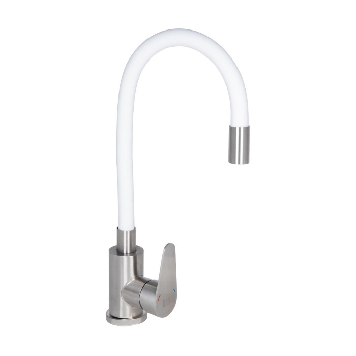 Змішувач для кухні Lidz Vida 015F3 з гнучким виливом (k35) LDVID015F3WHI43357 White / Nickel (LDVID015F3WHI43357)