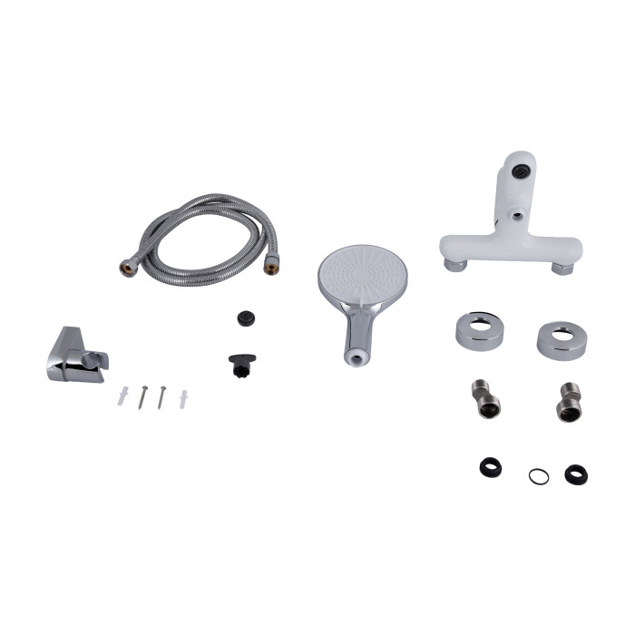 Змішувач для ванни Qtap Jay (з душовим гарнітуром) QTJAY259CRW45553 Chrome/White (QTJAY259CRW45553)