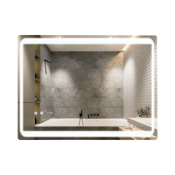 Дзеркало Qtap Mideya 800х600 з LED-підсвічуванням Touch, з антизапотіванням, з годинником, димером, рег. яскравості QT2078NCF8060W (QT2078NCF8060W)