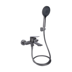 Змішувач для ванни Qtap Vlasta New (з душовим гарнітуром) QTVLA259GMB45643 Gunmetal Black PVD (QTVLA259GMB45643)