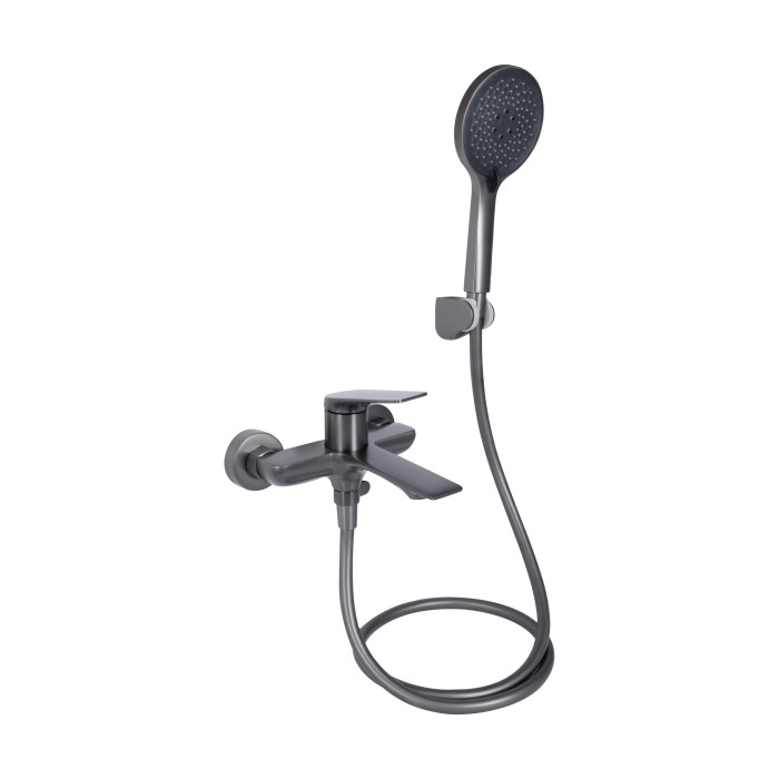 Змішувач для ванни Qtap Vlasta New (з душовим гарнітуром) QTVLA259GMB45643 Gunmetal Black PVD (QTVLA259GMB45643)