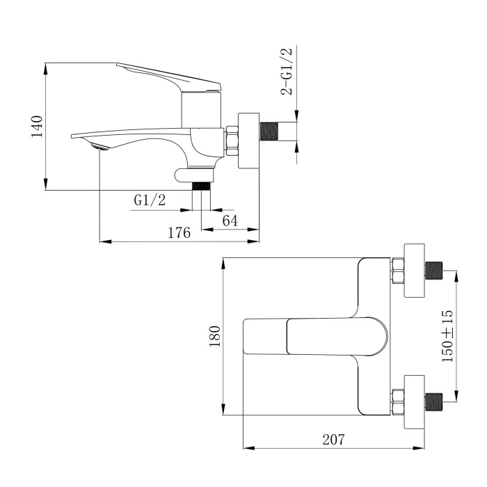 Змішувач для ванни Qtap Vlasta New (з душовим гарнітуром) QTVLA259GMB45643 Gunmetal Black PVD (QTVLA259GMB45643)
