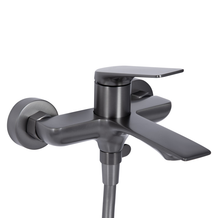 Змішувач для ванни Qtap Vlasta New (з душовим гарнітуром) QTVLA259GMB45643 Gunmetal Black PVD (QTVLA259GMB45643)
