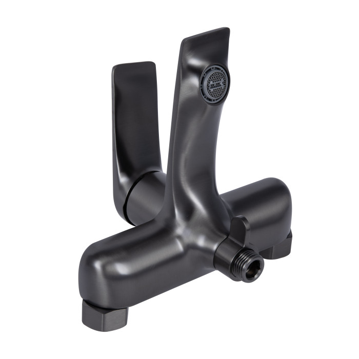 Змішувач для ванни Qtap Vlasta New (з душовим гарнітуром) QTVLA259GMB45643 Gunmetal Black PVD (QTVLA259GMB45643)