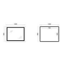 Дзеркало Lidz Kubis 1000х800 з LED-підсвічуванням Touch, з антизапотіванням, з димером, рег. яскравості LD78LF61410080 (LD78LF61410080)