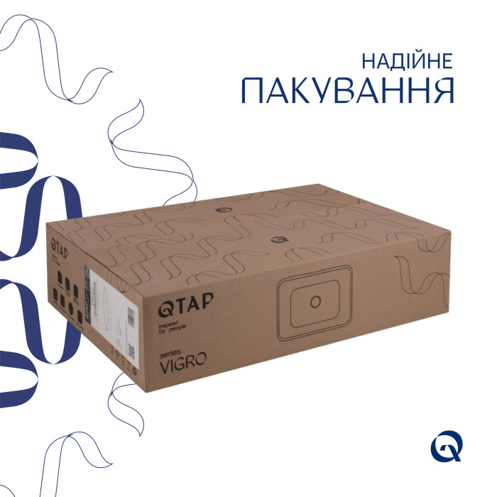 Раковина накладна Qtap Virgo N прямокутна без донного клапана WHITE QT18116308W (QT18116308W)