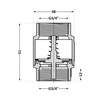 Обратный клапан Thermo Alliance Standart 3/4"ВВ с латунным штоком TAS240W20 (TAS240W20)