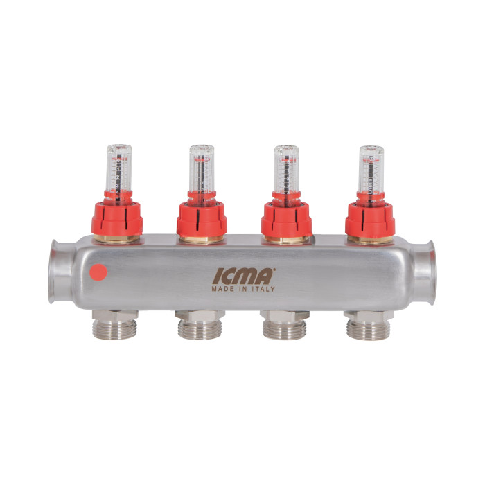 Колектор із витратомірами (нерж.) 1"х4 Icma № К073 (87K073179PJ32QU)