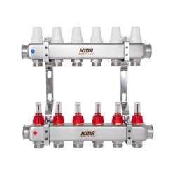 Колектор з витратомірами (нерж.) 1" х6 Icma № К073 (87K073179PK32QU)