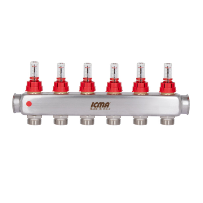Колектор з витратомірами (нерж.) 1" х6 Icma № К073 (87K073179PK32QU)